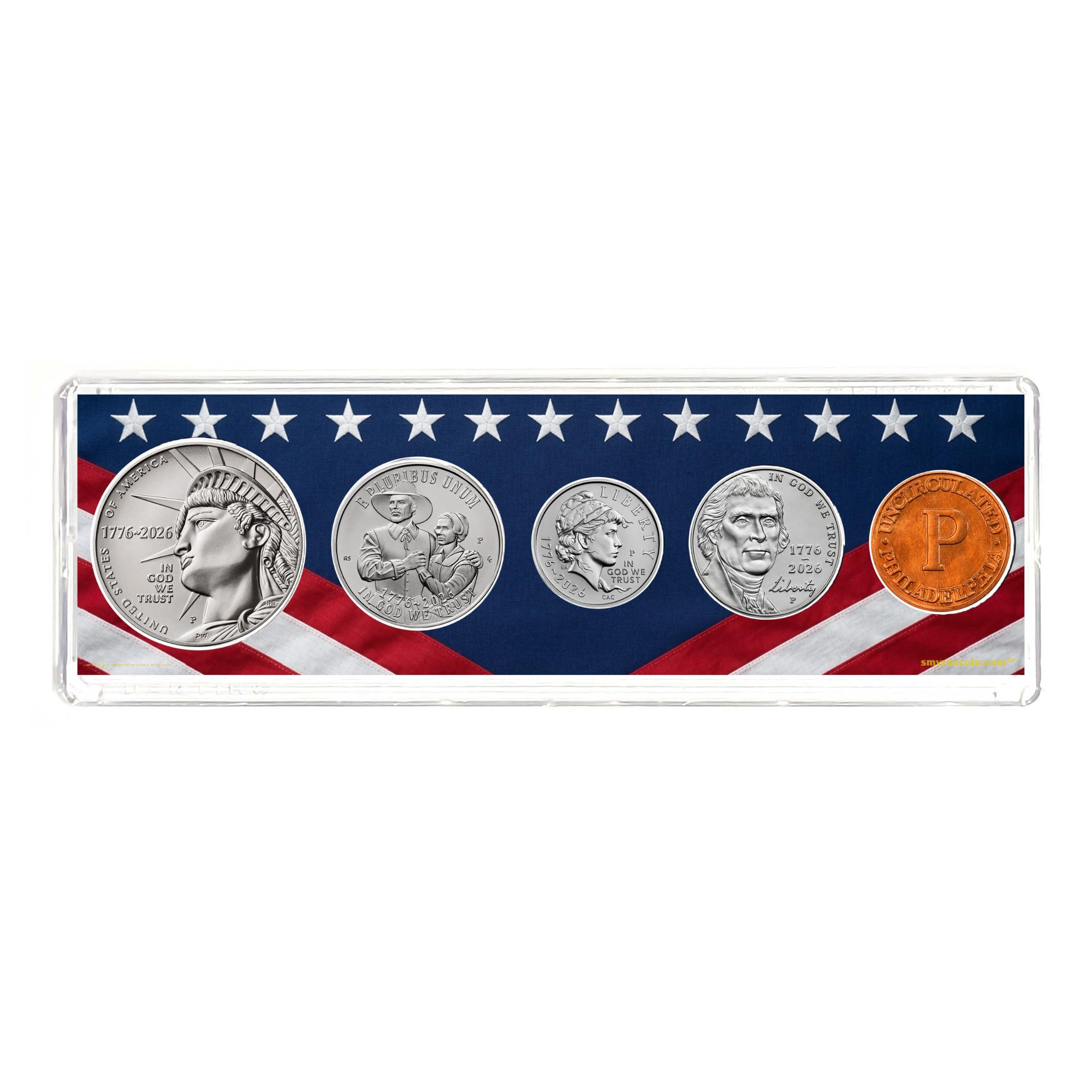 2026 P Birth Year Coin Set in American Flag Holder - Philadelphia